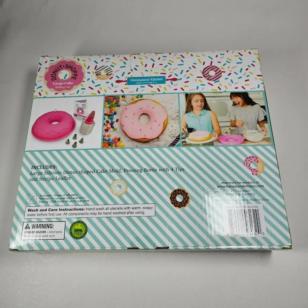 Handstand Kitchen 7pc Donut-Shaped Cake Mold & Frosting Bottle Baking Set NEW
